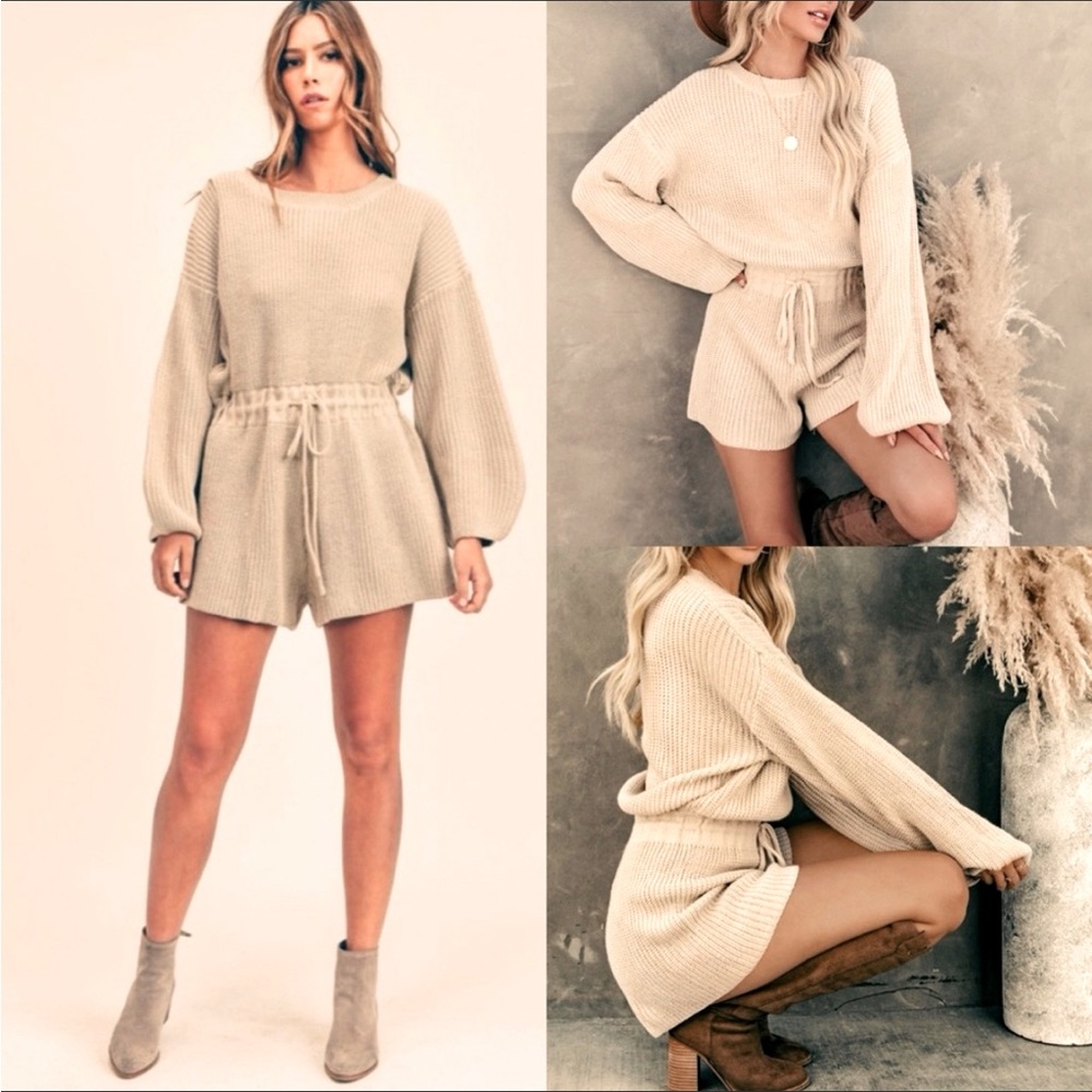 New // RICHIE SWEATER KNIT DRAWSTRING ROMPER